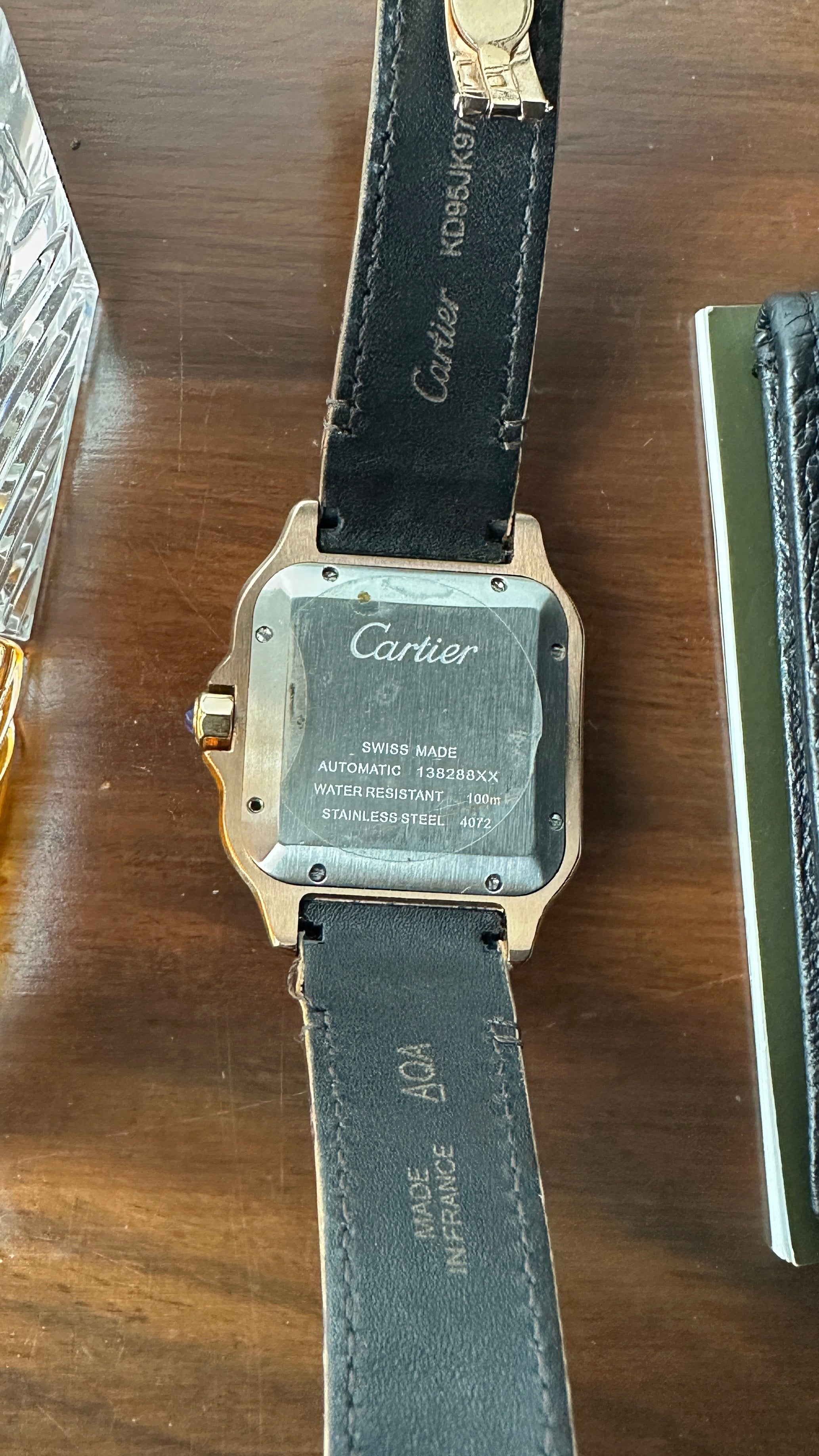 Cartier Santos White (Brown leather strap)