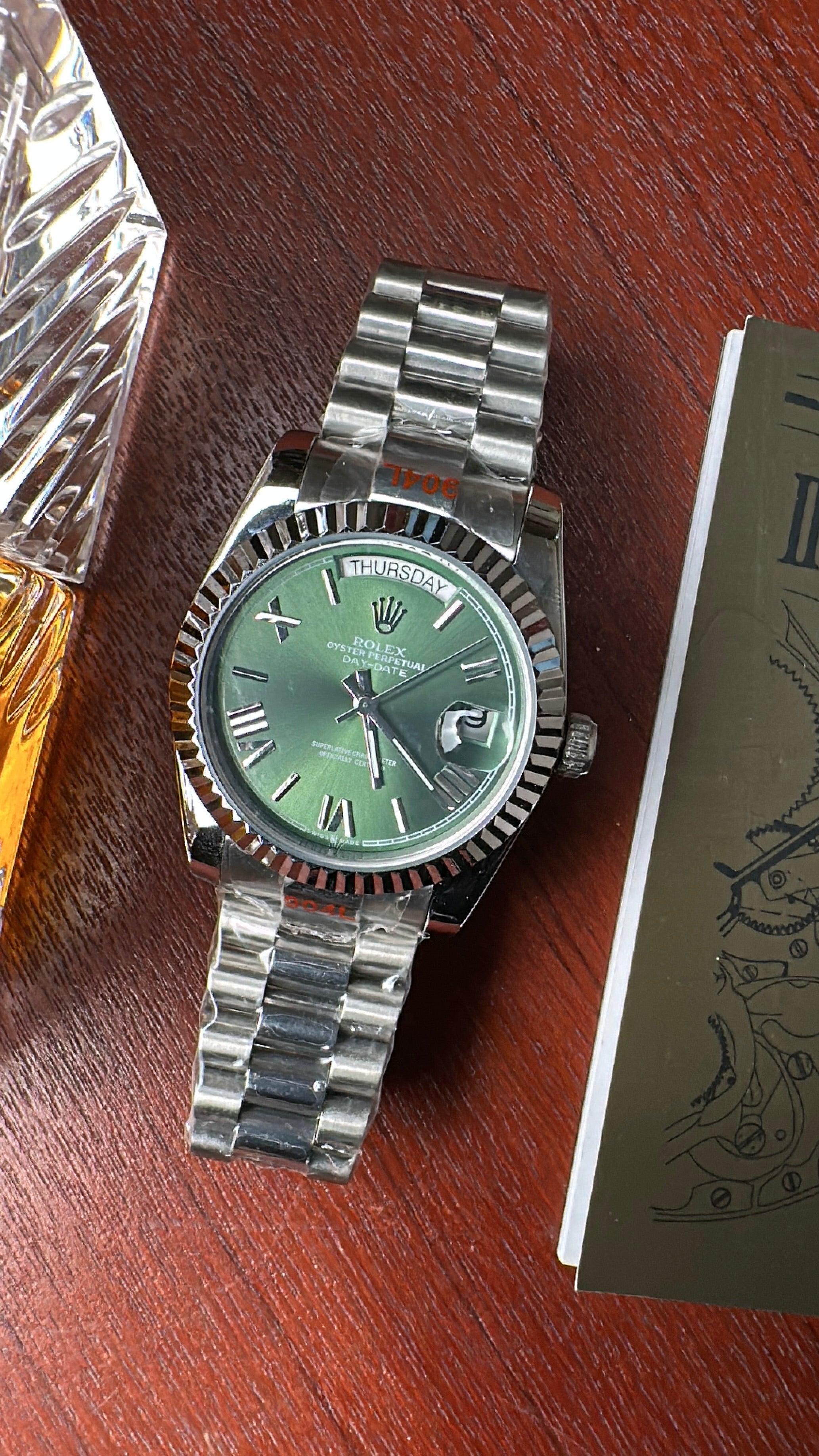 Day-date Silver (Green X Roman)